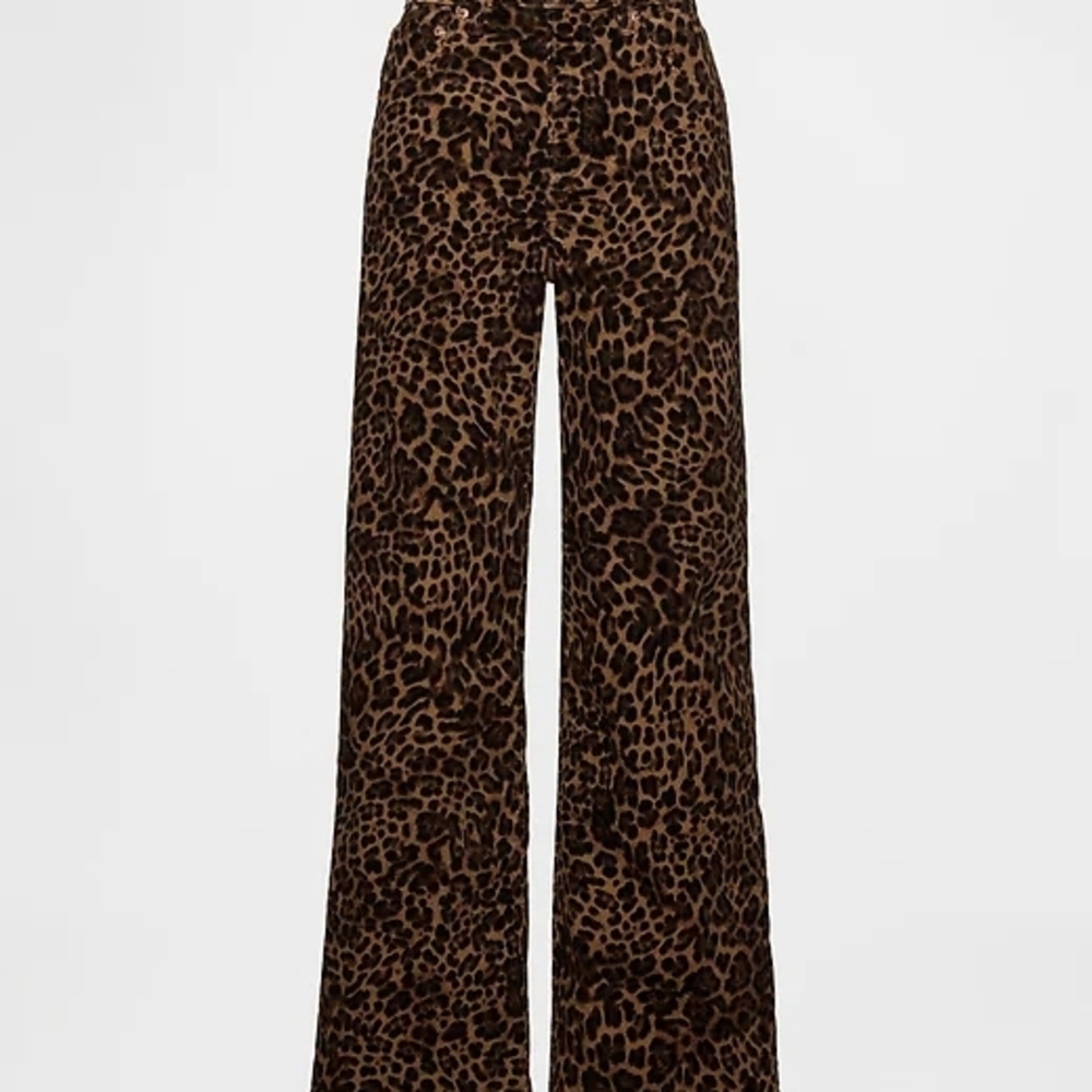 GAP Brown Leopard Print Wide-Leg Corduroy Pants